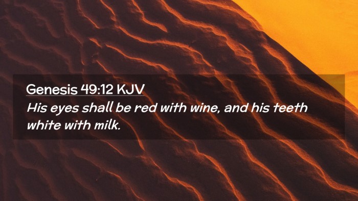 Picture 02 - Genesis 49:12 KJV Desktop Wallpaper - His eyes shall be red with wine, and his teeth - Desktop Bible Verse Wallpaper