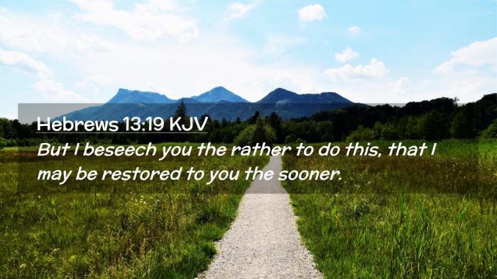 Picture 02 - Hebrews 13:19 KJV Desktop Wallpaper - But I beseech you the rather to do this, that I - Desktop Bible Verse Wallpaper