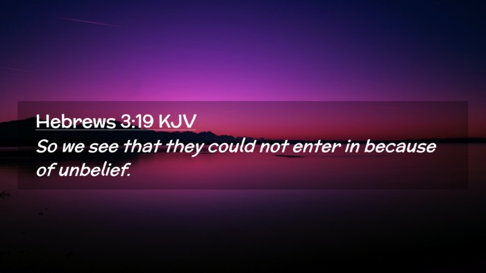 Picture 02 - Hebrews 3:19 KJV Desktop Wallpaper - So we see that they could not enter in because of - Desktop Bible Verse Wallpaper