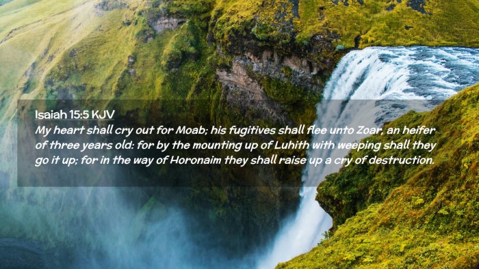 Picture 02 - Isaiah 15:5 KJV Desktop Wallpaper - My heart shall cry out for Moab; his fugitives - Desktop Bible Verse Wallpaper