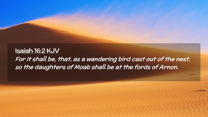 Picture 02 - Isaiah 16:2 KJV Desktop Wallpaper - For it shall be, that, as a wandering bird cast - Desktop Bible Verse Wallpaper
