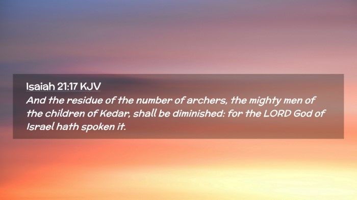 Picture 02 - Isaiah 21:17 KJV Desktop Wallpaper - And the residue of the number of archers, the - Desktop Bible Verse Wallpaper