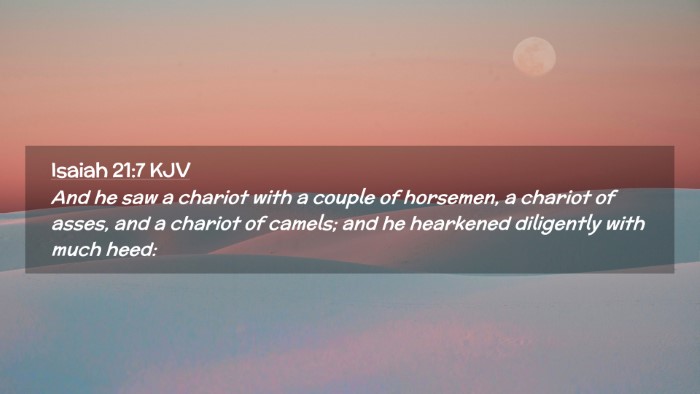 Picture 02 - Isaiah 21:7 KJV Desktop Wallpaper - And he saw a chariot with a couple of horsemen, a - Desktop Bible Verse Wallpaper