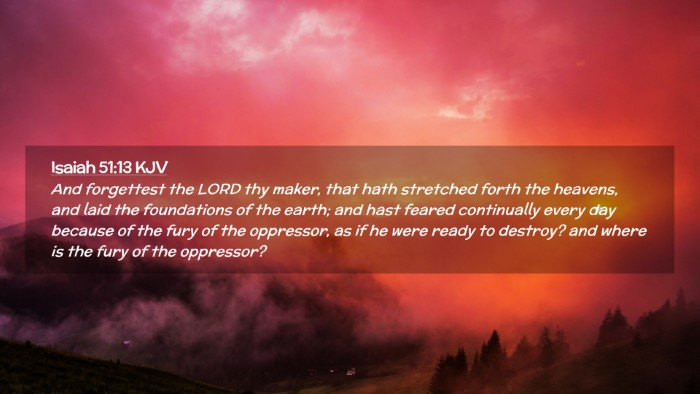 Picture 02 - Isaiah 51:13 KJV Desktop Wallpaper - And forgettest the LORD thy maker, that hath - Desktop Bible Verse Wallpaper