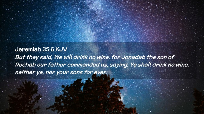 Picture 02 - Jeremiah 35:6 KJV Desktop Wallpaper - But they said, We will drink no wine: for Jonadab - Desktop Bible Verse Wallpaper
