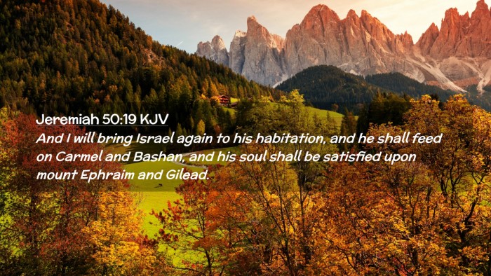 Picture 02 - Jeremiah 50:19 KJV Desktop Wallpaper - And I will bring Israel again to his habitation, - Desktop Bible Verse Wallpaper