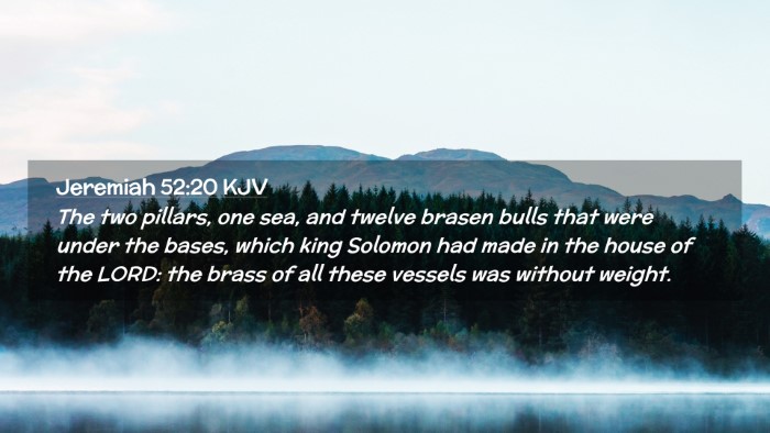 Picture 02 - Jeremiah 52:20 KJV Desktop Wallpaper - The two pillars, one sea, and twelve brasen bulls - Desktop Bible Verse Wallpaper
