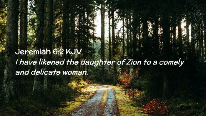 Picture 02 - Jeremiah 6:2 KJV Desktop Wallpaper - I have likened the daughter of Zion to a comely - Desktop Bible Verse Wallpaper
