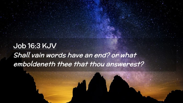 Picture 02 - Job 16:3 KJV Desktop Wallpaper - Shall vain words have an end? or what emboldeneth - Desktop Bible Verse Wallpaper