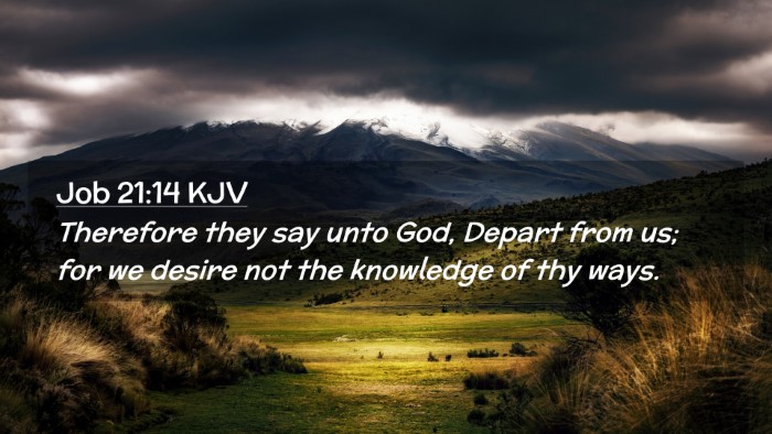 Picture 02 - Job 21:14 KJV Desktop Wallpaper - Therefore they say unto God, Depart from us; for - Desktop Bible Verse Wallpaper