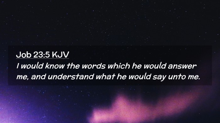 Picture 02 - Job 23:5 KJV Desktop Wallpaper - I would know the words which he would answer me, - Desktop Bible Verse Wallpaper