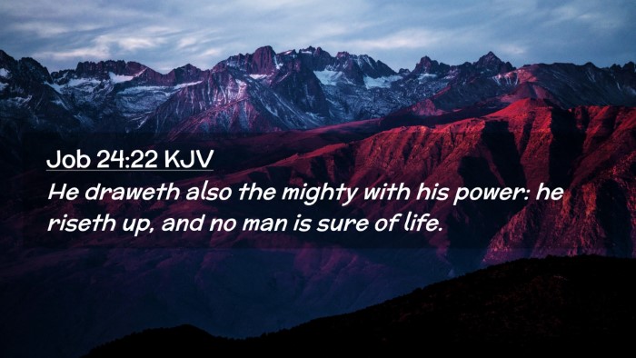 Picture 02 - Job 24:22 KJV Desktop Wallpaper - He draweth also the mighty with his power: he - Desktop Bible Verse Wallpaper