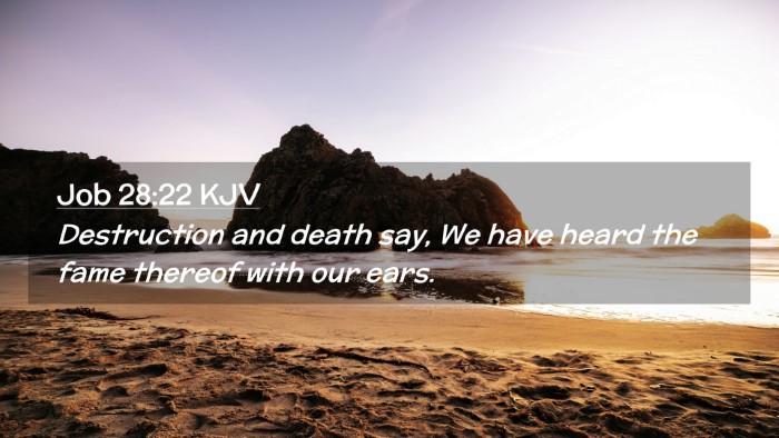 Picture 02 - Job 28:22 KJV Desktop Wallpaper - Destruction and death say, We have heard the fame - Desktop Bible Verse Wallpaper