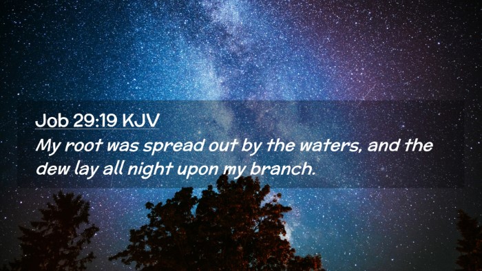 Picture 02 - Job 29:19 KJV Desktop Wallpaper - My root was spread out by the waters, and the dew - Desktop Bible Verse Wallpaper
