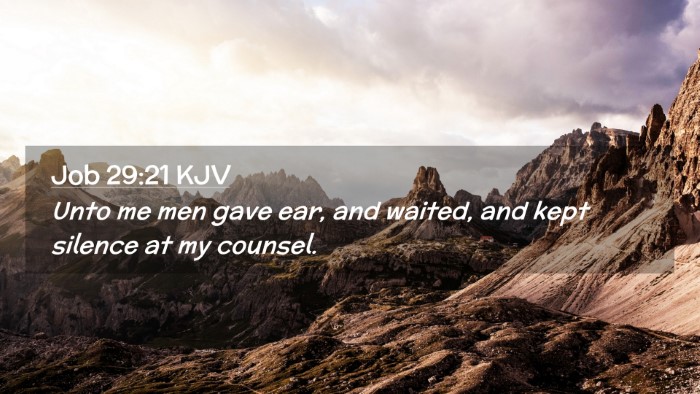 Picture 02 - Job 29:21 KJV Desktop Wallpaper - Unto me men gave ear, and waited, and kept - Desktop Bible Verse Wallpaper