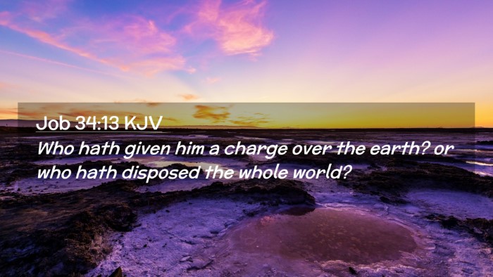 Picture 02 - Job 34:13 KJV Desktop Wallpaper - Who hath given him a charge over the earth? or - Desktop Bible Verse Wallpaper
