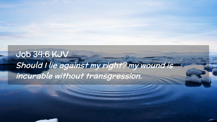 Picture 02 - Job 34:6 KJV Desktop Wallpaper - Should I lie against my right? my wound is - Desktop Bible Verse Wallpaper