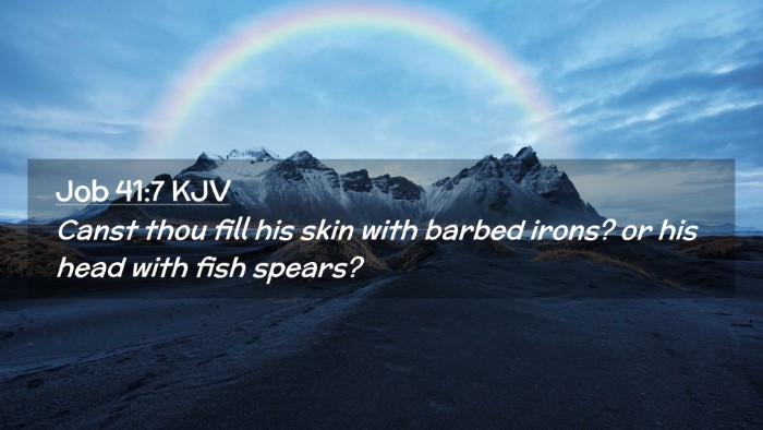Picture 02 - Job 41:7 KJV Desktop Wallpaper - Canst thou fill his skin with barbed irons? or - Desktop Bible Verse Wallpaper