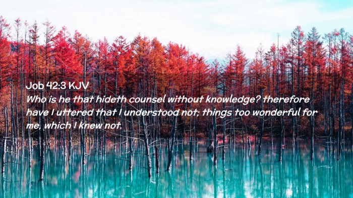 Picture 02 - Job 42:3 KJV Desktop Wallpaper - Who is he that hideth counsel without knowledge? - Desktop Bible Verse Wallpaper