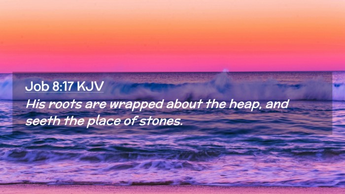 Picture 02 - Job 8:17 KJV Desktop Wallpaper - His roots are wrapped about the heap, and seeth - Desktop Bible Verse Wallpaper
