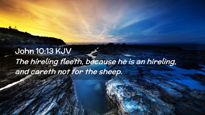 Picture 02 - John 10:13 KJV Desktop Wallpaper - The hireling fleeth, because he is an hireling, - Desktop Bible Verse Wallpaper