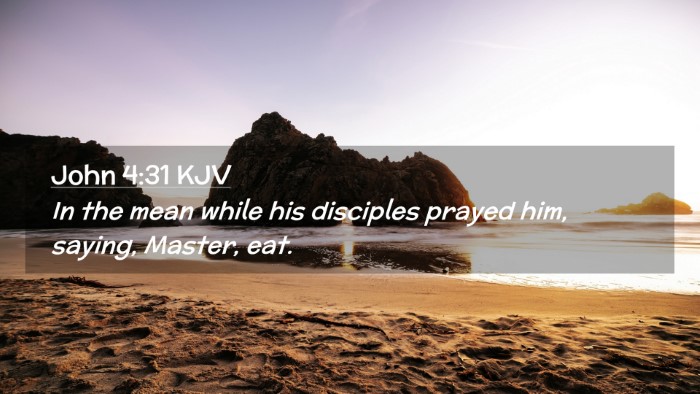Picture 02 - John 4:31 KJV Desktop Wallpaper - In the mean while his disciples prayed him, - Desktop Bible Verse Wallpaper