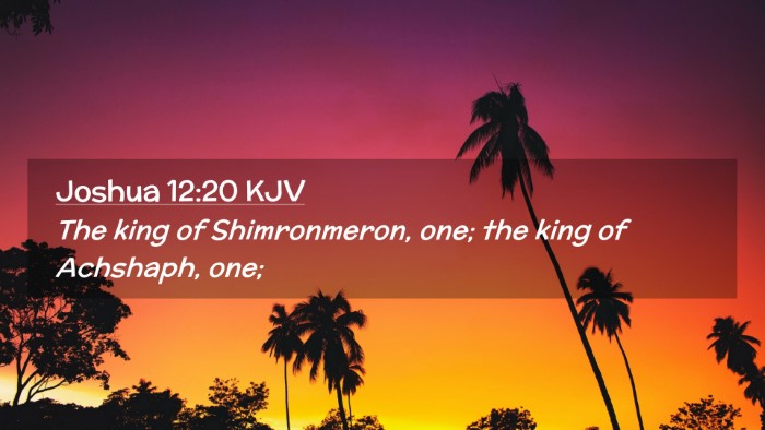 Picture 02 - Joshua 12:20 KJV Desktop Wallpaper - The king of Shimronmeron, one; the king of - Desktop Bible Verse Wallpaper