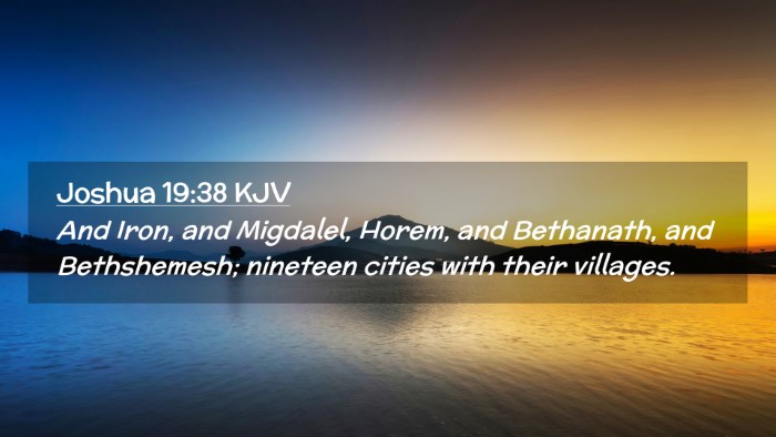 Picture 02 - Joshua 19:38 KJV Desktop Wallpaper - And Iron, and Migdalel, Horem, and Bethanath, and - Desktop Bible Verse Wallpaper