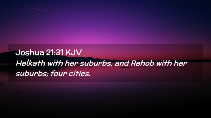 Picture 02 - Joshua 21:31 KJV Desktop Wallpaper - Helkath with her suburbs, and Rehob with her - Desktop Bible Verse Wallpaper