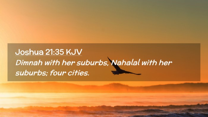 Picture 02 - Joshua 21:35 KJV Desktop Wallpaper - Dimnah with her suburbs, Nahalal with her - Desktop Bible Verse Wallpaper