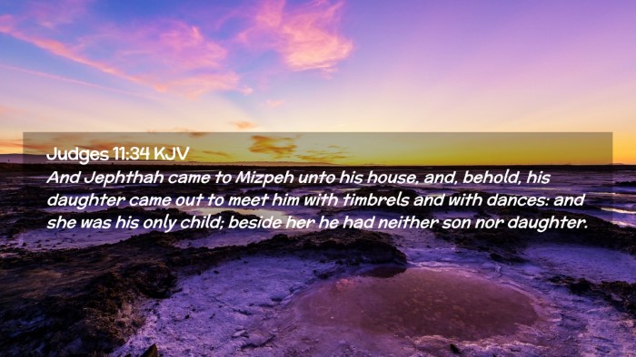 Picture 02 - Judges 11:34 KJV Desktop Wallpaper - And Jephthah came to Mizpeh unto his house, and, - Desktop Bible Verse Wallpaper