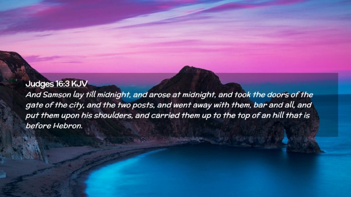 Picture 02 - Judges 16:3 KJV Desktop Wallpaper - And Samson lay till midnight, and arose at - Desktop Bible Verse Wallpaper