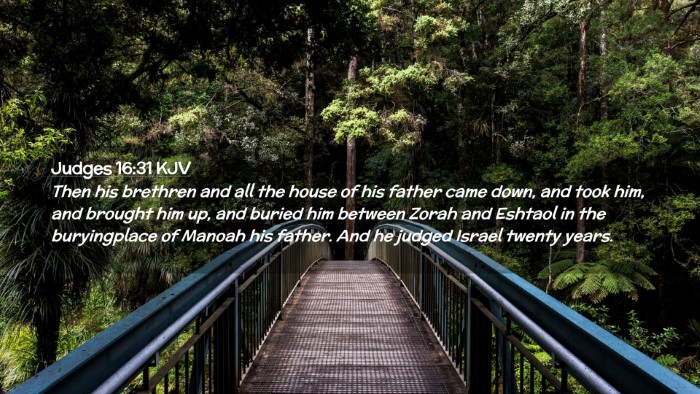 Picture 02 - Judges 16:31 KJV Desktop Wallpaper - Then his brethren and all the house of his father - Desktop Bible Verse Wallpaper