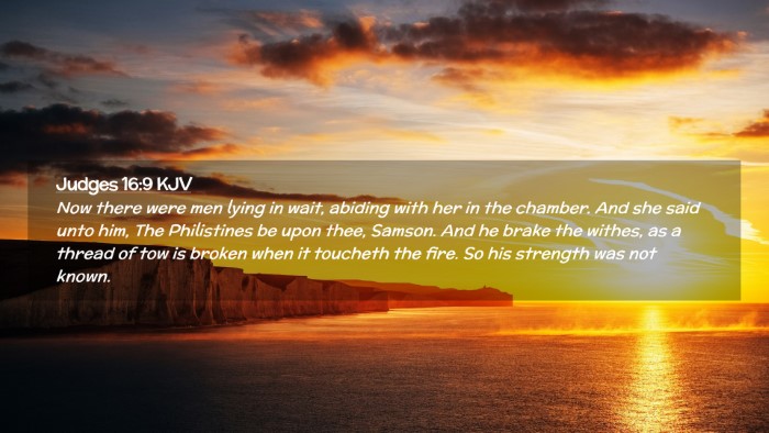 Picture 02 - Judges 16:9 KJV Desktop Wallpaper - Now there were men lying in wait, abiding with - Desktop Bible Verse Wallpaper