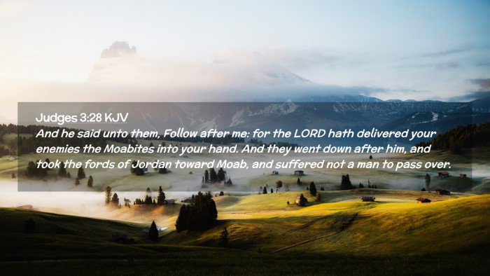 Picture 02 - Judges 3:28 KJV Desktop Wallpaper - And he said unto them, Follow after me: for the - Desktop Bible Verse Wallpaper