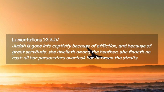 Picture 02 - Lamentations 1:3 KJV Desktop Wallpaper - Judah is gone into captivity because of - Desktop Bible Verse Wallpaper