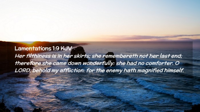 Picture 02 - Lamentations 1:9 KJV Desktop Wallpaper - Her filthiness is in her skirts; she remembereth - Desktop Bible Verse Wallpaper