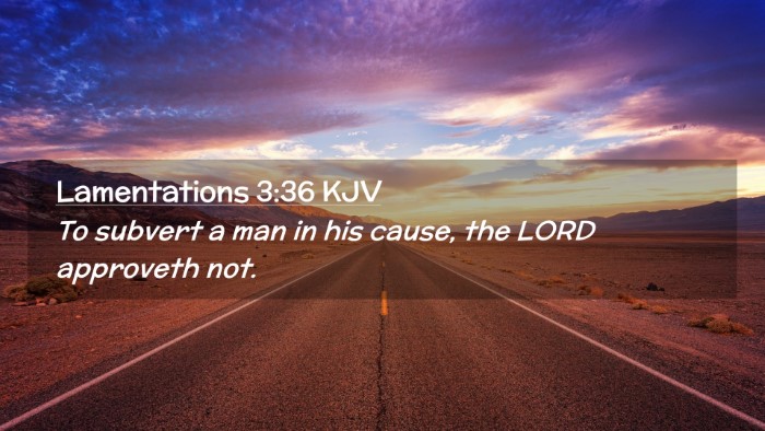 Picture 02 - Lamentations 3:36 KJV Desktop Wallpaper - To subvert a man in his cause, the LORD approveth - Desktop Bible Verse Wallpaper