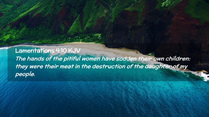 Picture 02 - Lamentations 4:10 KJV Desktop Wallpaper - The hands of the pitiful women have sodden their - Desktop Bible Verse Wallpaper