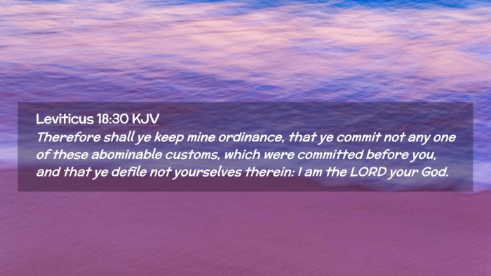 Picture 02 - Leviticus 18:30 KJV Desktop Wallpaper - Therefore shall ye keep mine ordinance, that ye - Desktop Bible Verse Wallpaper