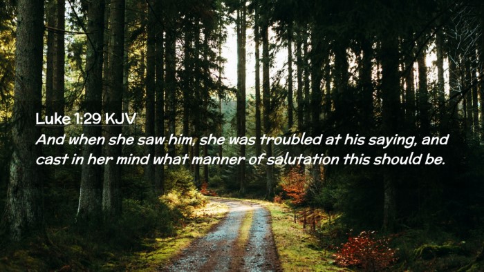 Picture 02 - Luke 1:29 KJV Desktop Wallpaper - And when she saw him, she was troubled at his - Desktop Bible Verse Wallpaper