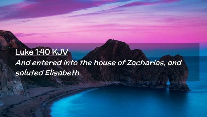 Picture 02 - Luke 1:40 KJV Desktop Wallpaper - And entered into the house of Zacharias, and - Desktop Bible Verse Wallpaper