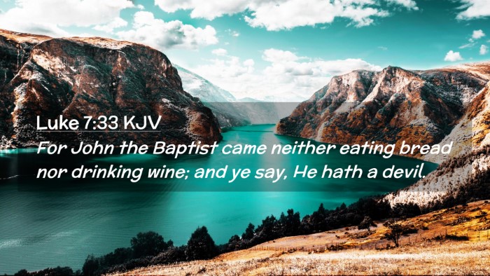 Picture 02 - Luke 7:33 KJV Desktop Wallpaper - For John the Baptist came neither eating bread - Desktop Bible Verse Wallpaper