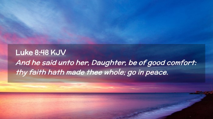 Picture 02 - Luke 8:48 KJV Desktop Wallpaper - And he said unto her, Daughter, be of good - Desktop Bible Verse Wallpaper