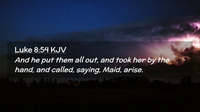 Picture 02 - Luke 8:54 KJV Desktop Wallpaper - And he put them all out, and took her by the - Desktop Bible Verse Wallpaper