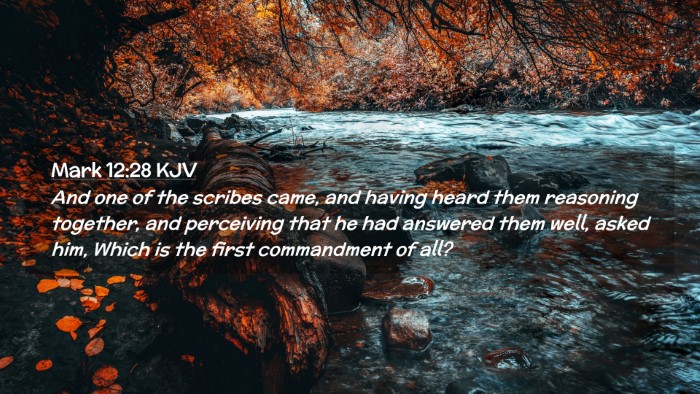 Picture 02 - Mark 12:28 KJV Desktop Wallpaper - And one of the scribes came, and having heard - Desktop Bible Verse Wallpaper