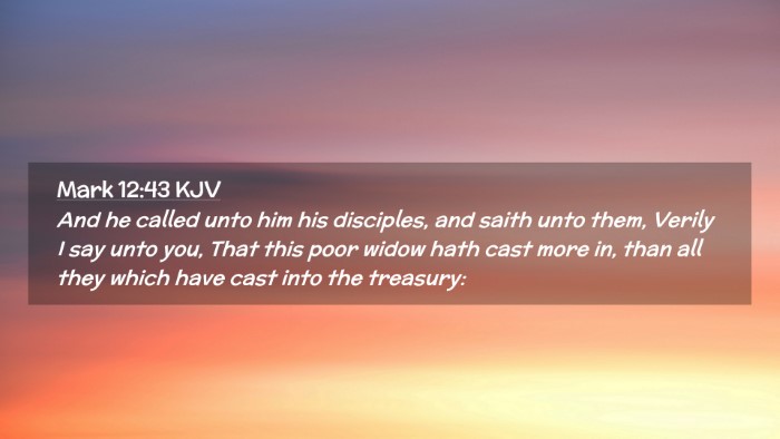 Picture 02 - Mark 12:43 KJV Desktop Wallpaper - And he called unto him his disciples, and saith - Desktop Bible Verse Wallpaper