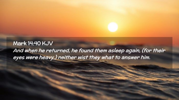 Picture 02 - Mark 14:40 KJV Desktop Wallpaper - And when he returned, he found them asleep again, - Desktop Bible Verse Wallpaper
