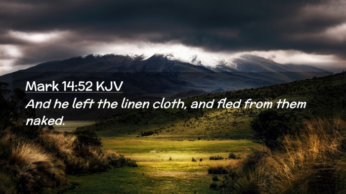 Picture 02 - Mark 14:52 KJV Desktop Wallpaper - And he left the linen cloth, and fled from them - Desktop Bible Verse Wallpaper