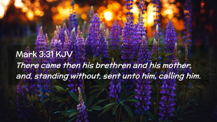 Picture 02 - Mark 3:31 KJV Desktop Wallpaper - There came then his brethren and his mother, and, - Desktop Bible Verse Wallpaper